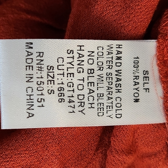 GANJI LA WOMEN'S BELL SLEEVES RUFFLE ALL AROUND ORANGE SIZE SMALL - Picture 9 of 10